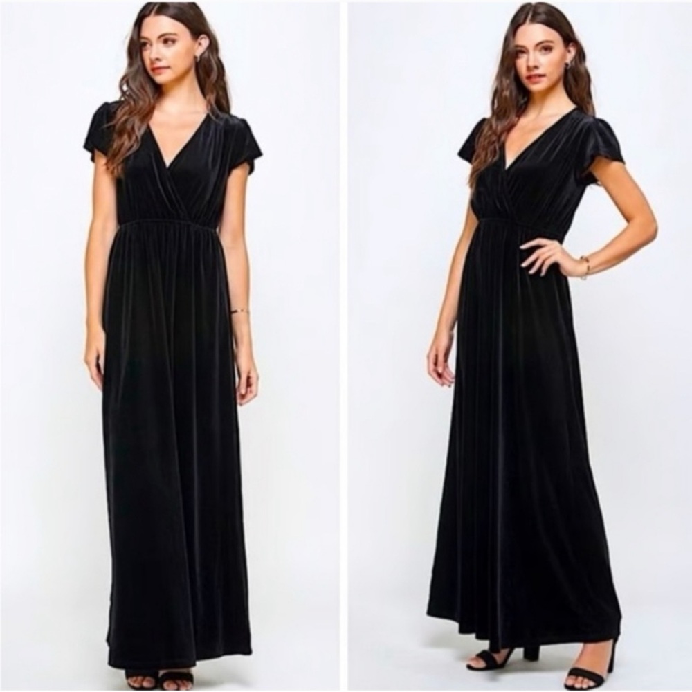 Baltic Born Black Pleated / Ribbed Maxi Dress S